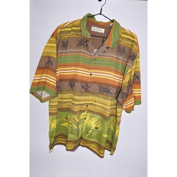 Tommy Bahama Men’s Button-Up Shirt Size XL – Tropical Stripe Print – Bird of Par - Picture 2 of 10